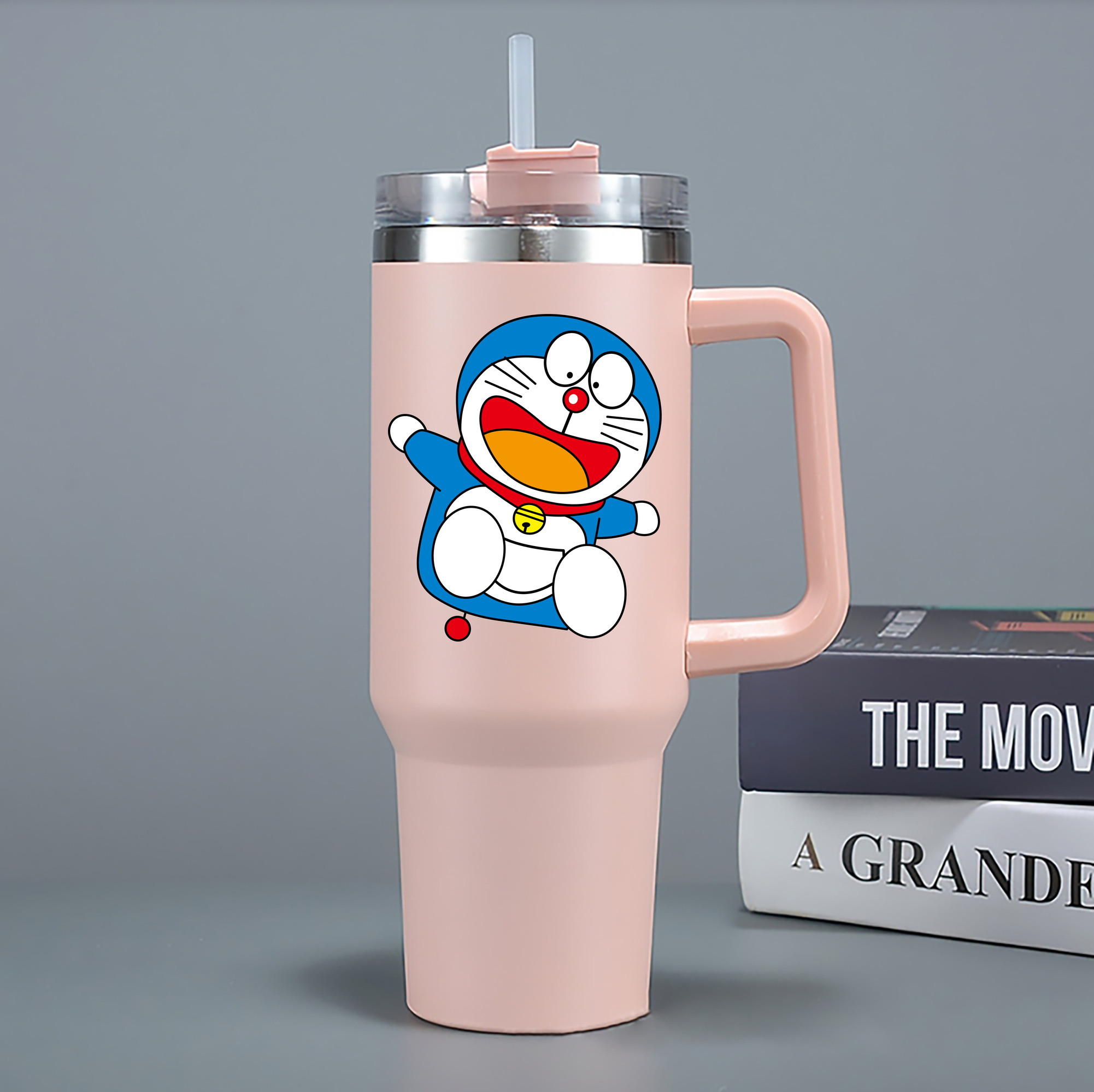 （画像用） ドラえもん Doraemon 1200mL車用タンブラー - クリスタルステッカー（プラスチックストロー付き）
